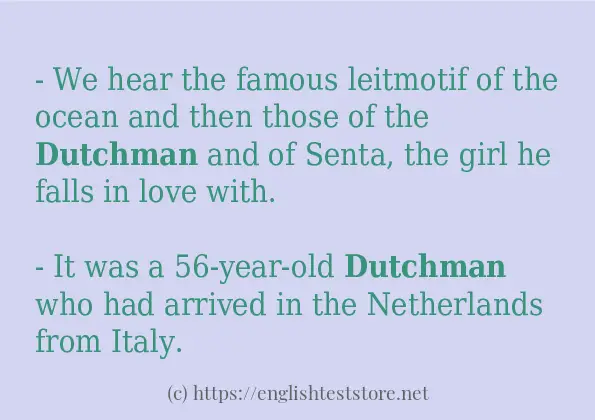 Sentence example of dutchman