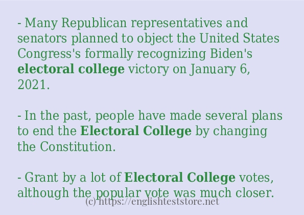 Sentence example of electoral college