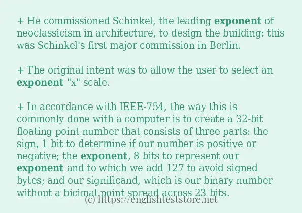 Sentence example of exponent