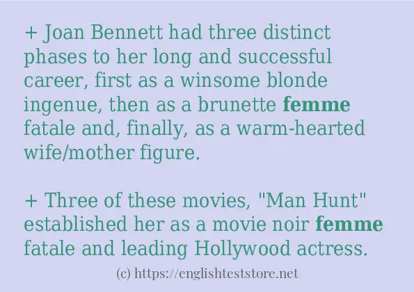 Sentence example of femme
