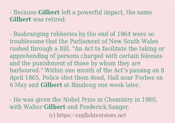 Sentence example of gilbert