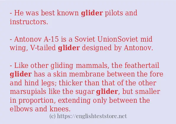 Sentence example of glider