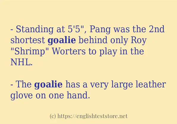 Sentence example of goalie