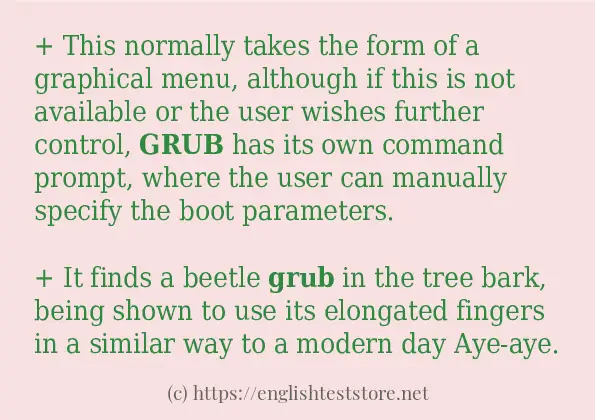 Sentence example of grub