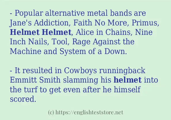 Sentence example of helmet