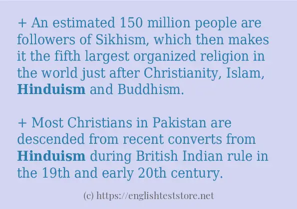 Sentence example of hinduism