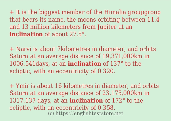 Sentence example of inclination