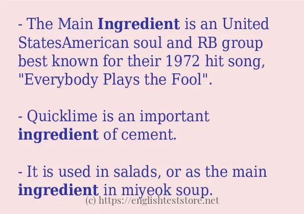 Sentence example of ingredient