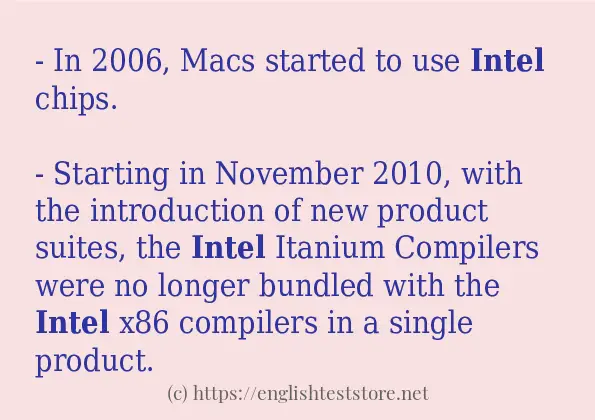 Sentence example of intel