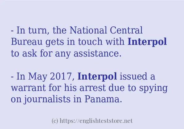 Sentence example of interpol
