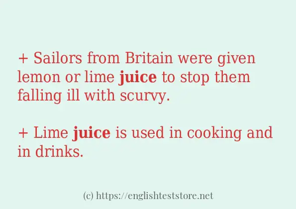 Sentence example of juice