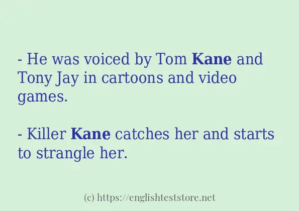 Sentence example of kane