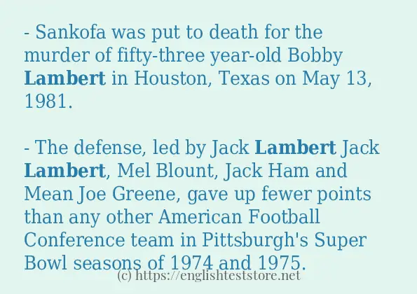 Sentence example of lambert