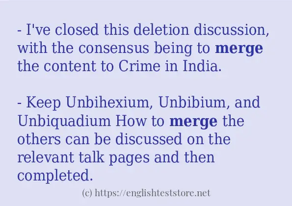 Sentence example of merge