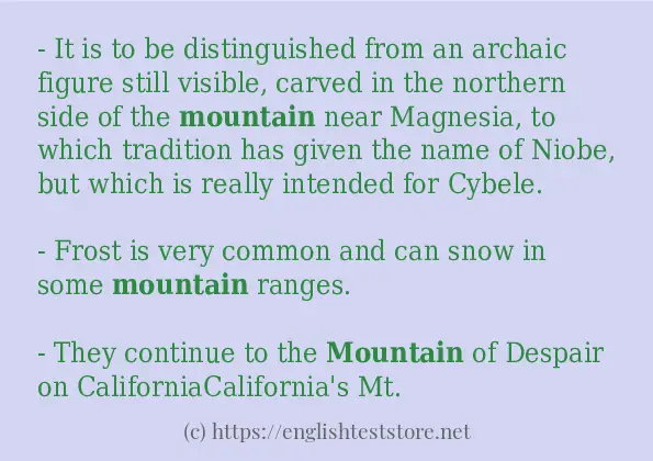 Sentence example of mountain