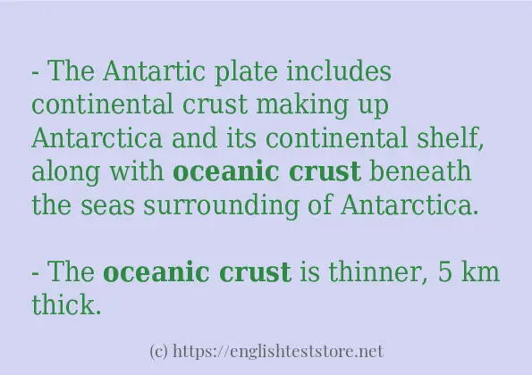 Sentence example of oceanic crust