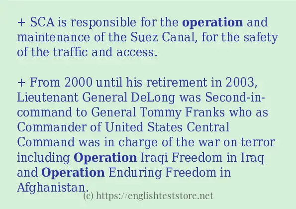 Sentence example of operation