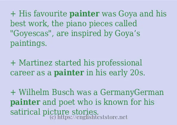 Sentence example of painter