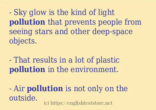 Sentence example of pollution