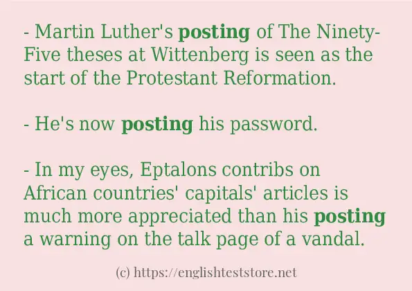Sentence example of posting