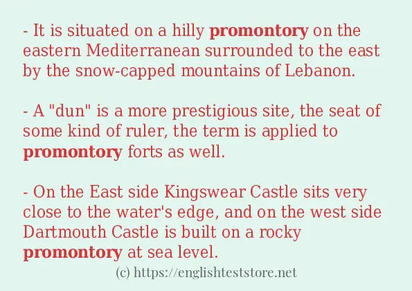 Sentence example of promontory