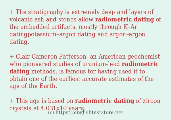 Sentence example of radiometric dating