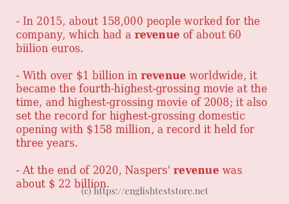 Sentence example of revenue