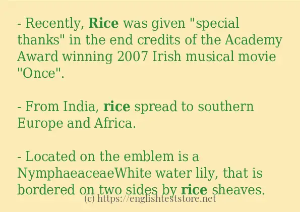 Sentence example of rice