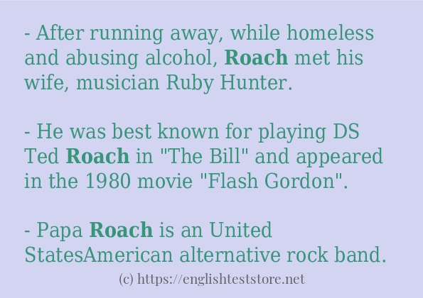 Sentence example of roach