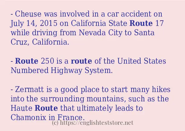 Sentence example of route