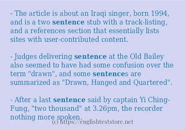 Sentence example of sentence