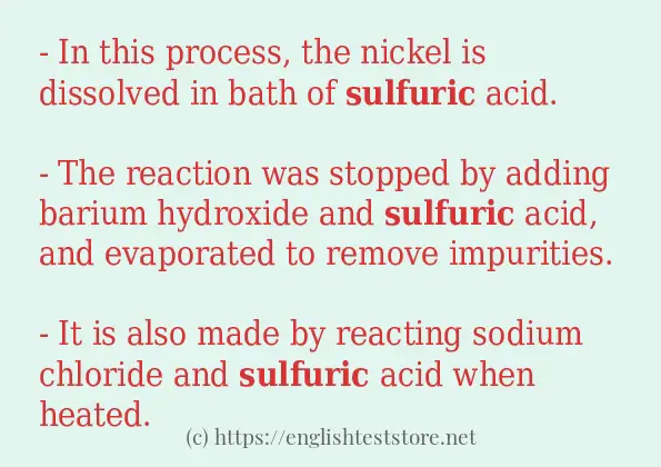 Sentence example of sulfuric