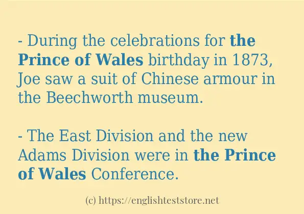 Sentence example of the Prince of Wales