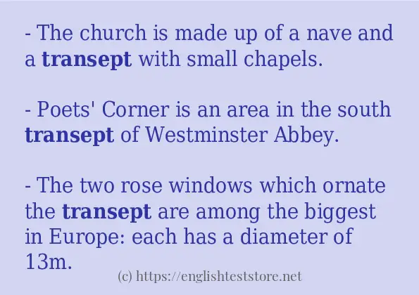 Sentence example of transept