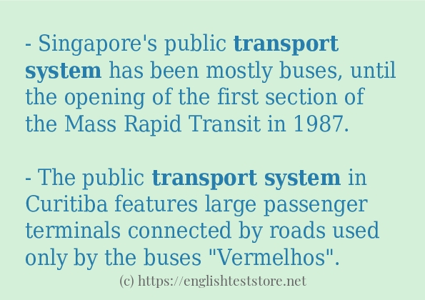 Sentence example of transport system