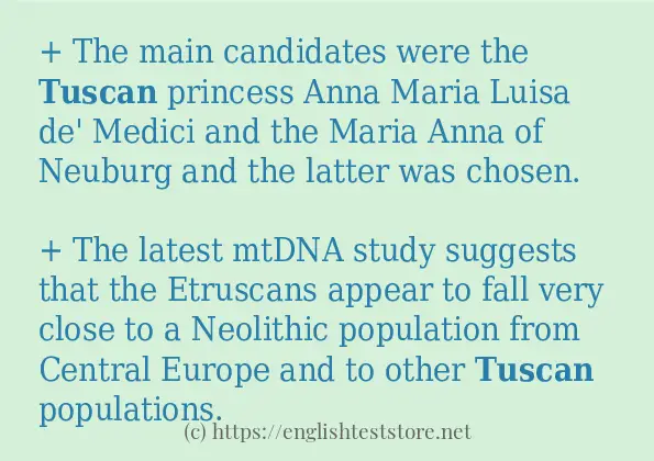 Sentence example of tuscan