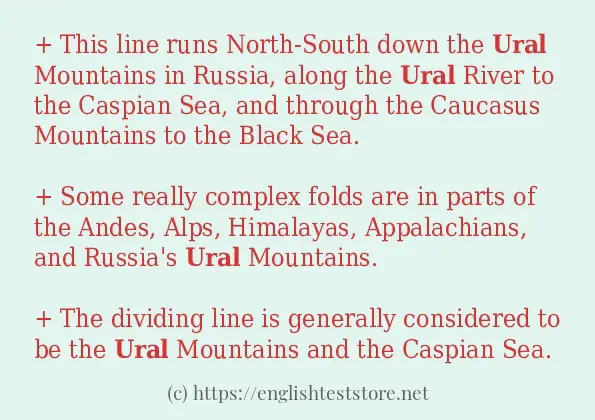 Sentence example of ural