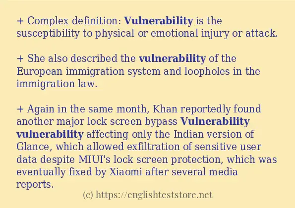 Sentence example of vulnerability