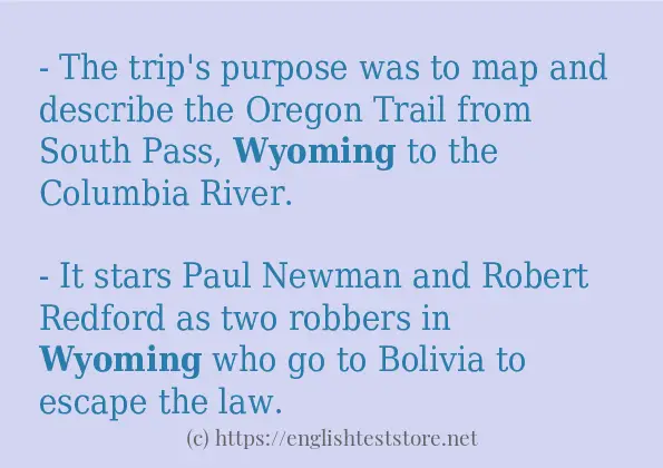 Sentence example of wyoming