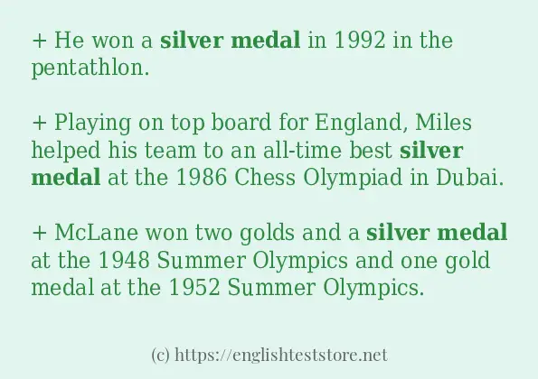 Silver medal some example sentences