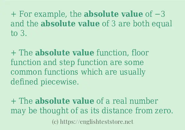 Some example sentences of Absolute value