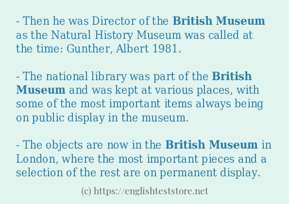 Some example sentences of British Museum