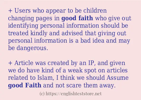 Some example sentences of Good faith