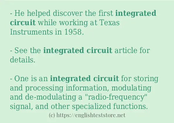 Some example sentences of Integrated circuit