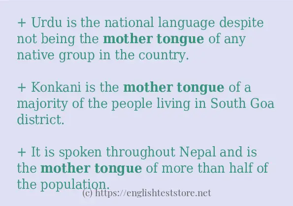 Some example sentences of Mother tongue