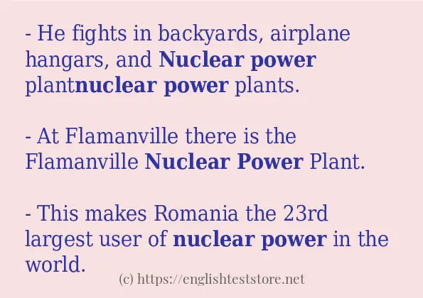 Some example sentences of Nuclear power