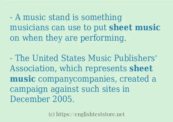 Some example sentences of Sheet music