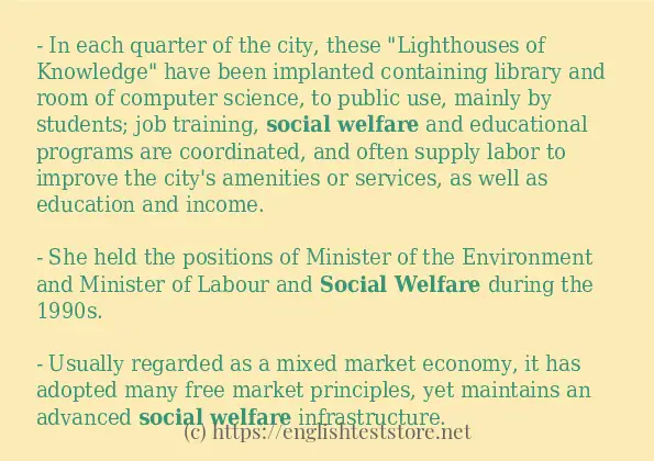 Some example sentences of Social welfare