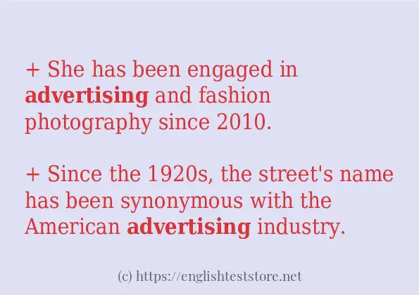 Some example sentences of advertising