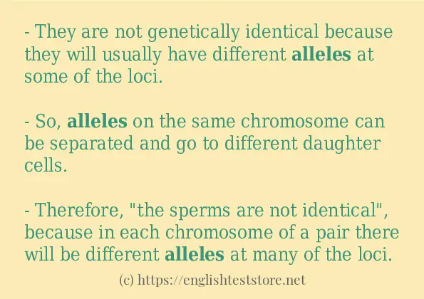 Some example sentences of alleles